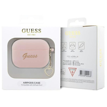 Guess Silicone Heart Charm - Case for Apple AirPods Pro 2 (Pink)