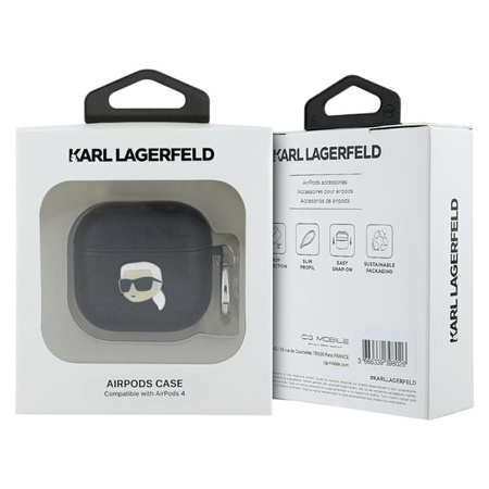 Karl Lagerfeld Monogram Karl Head - pouzdro na AirPods 4 (černé)
