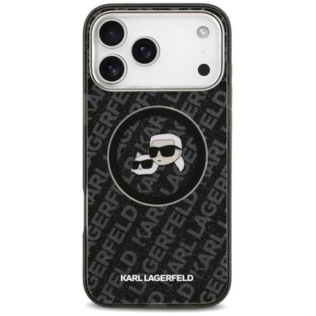 Karl Lagerfeld IML Glitter Karl & Choupette Heads Logo MagSafe - Case for iPhone 17 Pro Max (black)