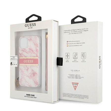 Guess Marble Strap - Coque iPhone 13 (rose)