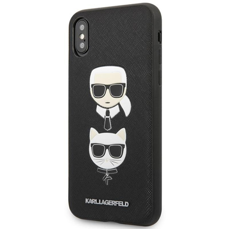 Karl Lagerfeld Saffiano Karl & Choupette Heads - iPhone Xs Max Case (black)