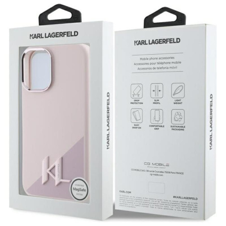 Karl Lagerfeld Silicone Shadow Metal Initial MagSafe - Case for iPhone 16 (pink)