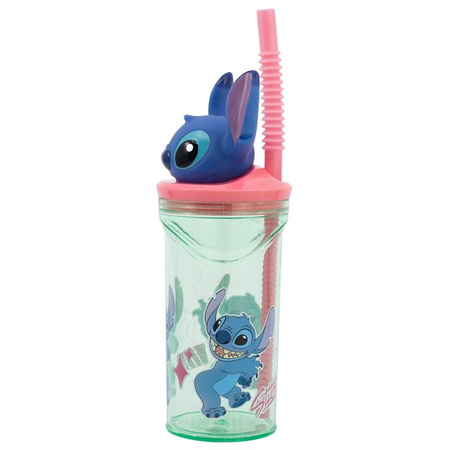 Disney Stitch - Mug avec paille et figurine 3D de la collection Flowers 360ml