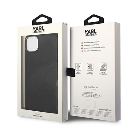 Karl Lagerfeld Lederhülle mit perforiertem Logo - iPhone 14 Tasche (schwarz)