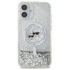 Karl Lagerfeld Liquid Glitter Karl & Choupette Head MagSafe - pouzdro pro iPhone 16 (průhledné)