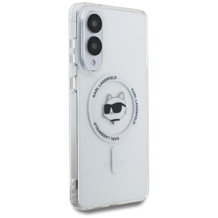 Karl Lagerfeld Button Choupette Head Printed Logo MagSafe - Case for Samsung Galaxy S25 Edge (white)