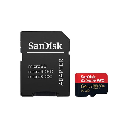 SanDisk Extreme Pro microSDXC - 64 GB A2 V30 UHS-I U3 paměťová karta 200/90 MB/s s adaptérem