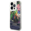 Guess Liquid Glitter Flower - Hülle für iPhone 14 Pro Max (Blau)