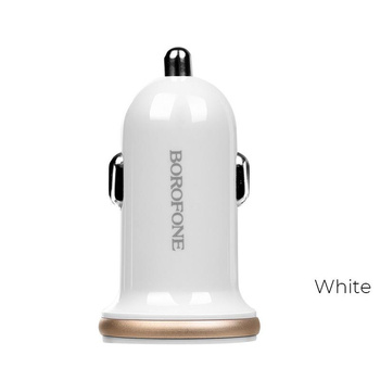 Borofone - 2x USB nabíječka do auta, bílá