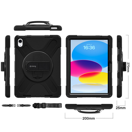 Crong Defender Plus - Custodia blindata per iPad 11" A16 (2025) / 10,9" (2022) (nero)