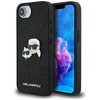 Karl Lagerfeld Fixed Glitter Karl & Choupette Heads Metal Pin - Etui pour iPhone 16e (noir)