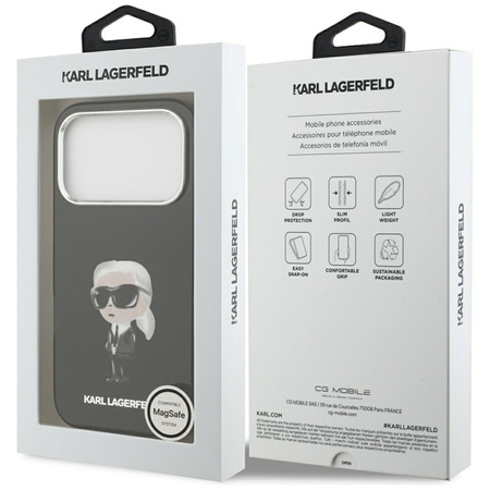 Karl Lagerfeld IML Aquarelle Karl & Logo MagSafe - iPhone 17 Pro Hülle (Schwarz)