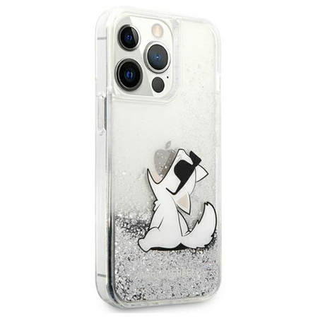 Karl Lagerfeld Liquid Glitter Choupette Fun - iPhone 13 Pro Case (silver)