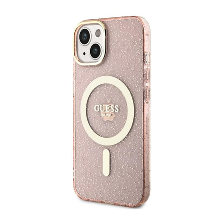 Guess Glitter Gold MagSafe - Schutzhülle für iPhone 14 Plus (Pink)