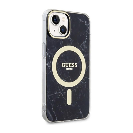 Guess Marble MagSafe - iPhone 14 Tasche (Schwarz)