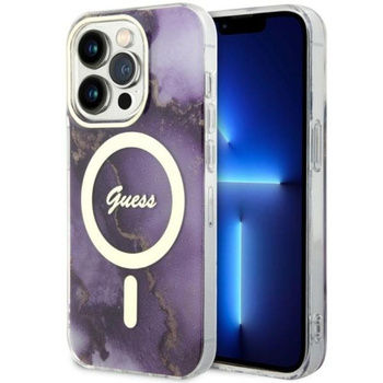 Pouzdro Guess Golden Marble MagSafe - iPhone 14 Pro Max (fialové)