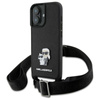 Karl Lagerfeld Saffiano Karl & Choupette Metal Pin CBDY Strap - Pouzdro iPhone 16 (černé)