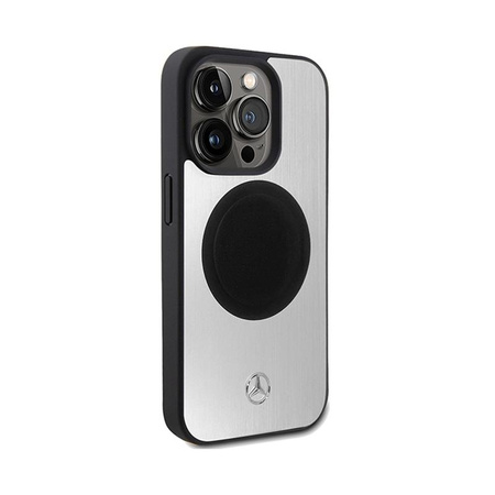 Mercedes Leather & Alu MagSafe - Case for iPhone 15 Pro (Silver)