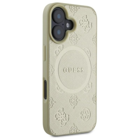 Guess Saffiano Peony Classic Logo MagSafe - iPhone 16 Case (Gold)