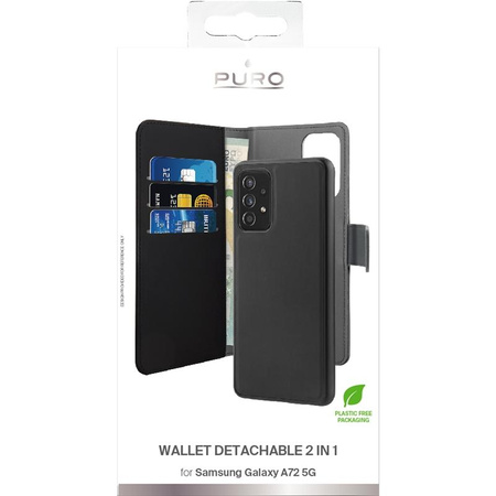 PURO Peněženkové odnímatelné pouzdro 2 v 1 Samsung Galaxy A72 5G / A72 4G (černé)