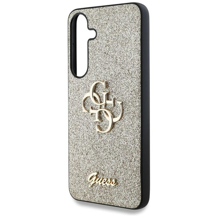 Guess Fixed Glitter Big 4G Metall Logo - Hülle für Samsung Galaxy S25 (Gold)