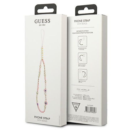 Guess Phone Strap Beads Shell - pendentif téléphone 25 cm (Rose)