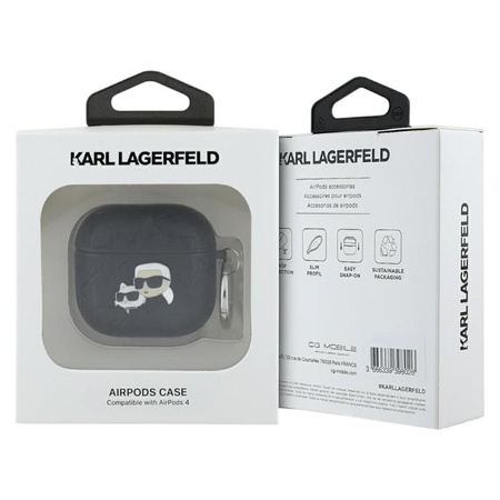 Karl Lagerfeld Monogramm Karl & Choupette Kopf - AirPods 4 Gehäuse (schwarz)