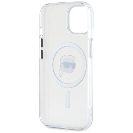 Karl Lagerfeld IML Metal Karl Head MagSafe - Hülle für iPhone 15 (weiß)