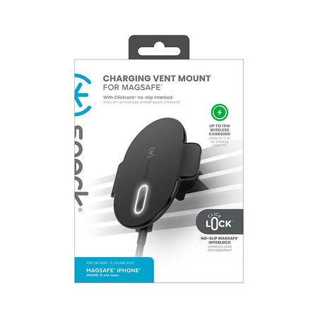Držák Speck Charging Vent Mount + ClickLock - Držák do auta MagSafe s bezdrátovým nabíjením (černý)
