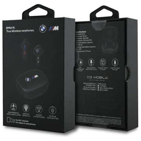 BMW Printed Logos - Bluetooth TWS Headphones ENC + Charging Case (Black)