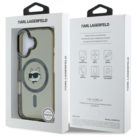 Karl Lagerfeld IML Metal Choupette Head MagSafe - Hülle für iPhone 16 (schwarz)