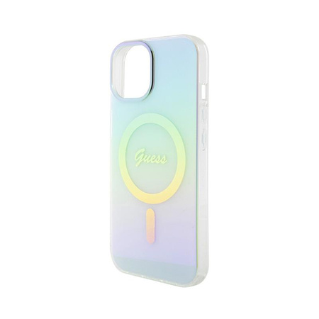 Guess IML Iridescent MagSafe - iPhone 15 tok (türkizkék)