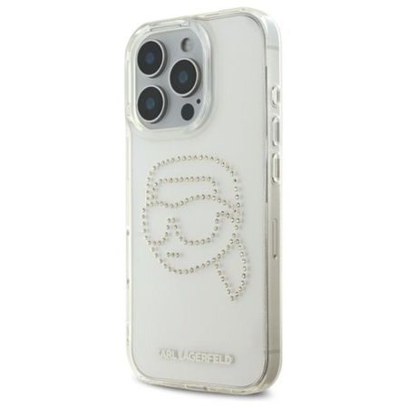 Karl Lagerfeld IML Rhinestones Karl Head - Hülle für iPhone 16 Pro Max (Transparent)