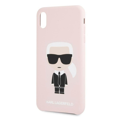 Karl Lagerfeld Silicone Iconic - pouzdro pro iPhone Xs Max (světle růžové)