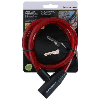 Dunlop - Keyed spiral bike lock 65 cm (red)