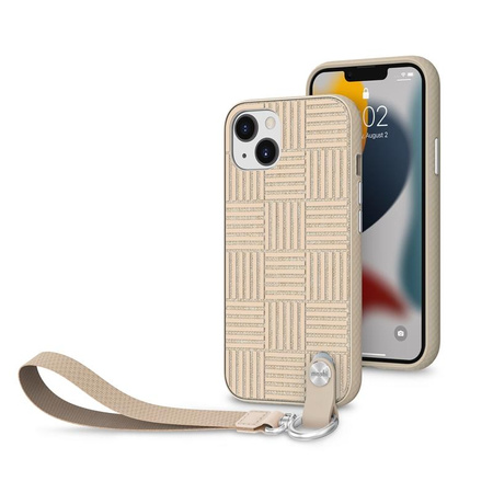 Moshi Altra - Étui avec dragonne détachable iPhone 13 (anti-bactérien NanoShield™) (Sahara Beige)