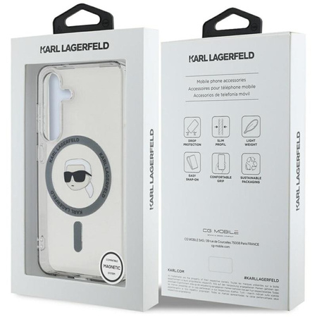 Karl Lagerfeld Button Karl Head nyomtatott logó MagSafe - Samsung Galaxy S25 tok (fekete)