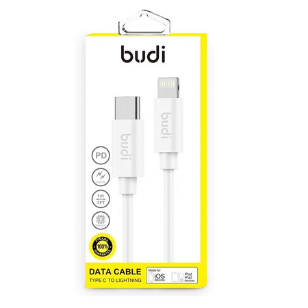 Budi - USB-C - Lightning cable with PD technology, MFi certified, 1 m (White)