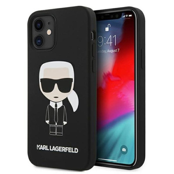 Karl Lagerfeld Fullbody Silicone Iconic - Coque pour iPhone 12 Mini (Noir)