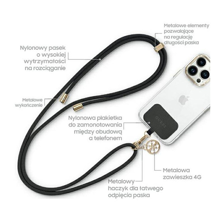 Guess CBDY Cord - univerzální řemínek na telefon (černý)