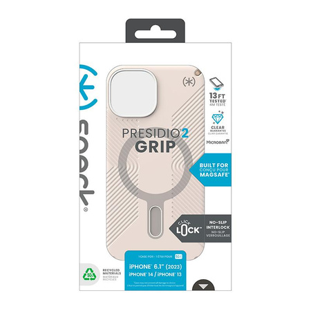 Speck Presidio2 Grip ClickLock & MagSafe - Coque iPhone 16e / iPhone 15 / iPhone 14 / iPhone 13 (Bleached Bone / Heirloom Gold / Hazel Brown)