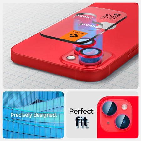 Spigen Optik.TR Camera Lens Protector - Objektivschutzglas für Apple iPhone 14 / iPhone 14 Plus (2 Stück) (rot)