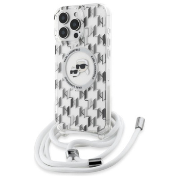 Karl Lagerfeld IML Crossbody Monogram Karl & Choupette Head MagSafe - Hülle für iPhone 16 Pro (transparent)