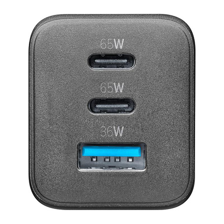 Cellularline Multipower Micro GaN - Chargeur de puissance 2x USB-C & USB-A Power Delivery 65W (noir)