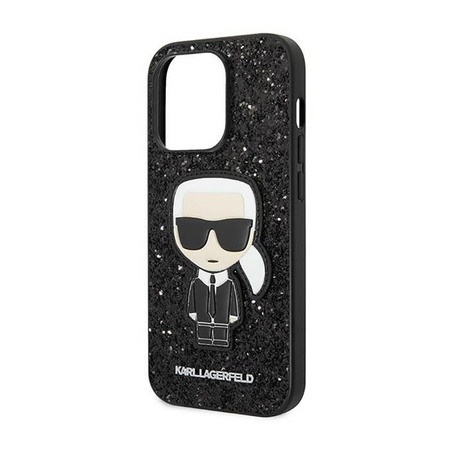 Karl Lagerfeld Glitter Flakes Ikonik - iPhone 14 Pro tok (fekete)