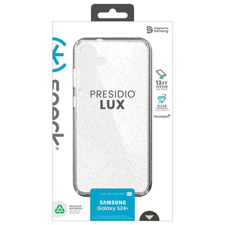 Speck Presidio Lux Glitter - Samsung Galaxy S24+ Case (Clear / Gold Glitter)