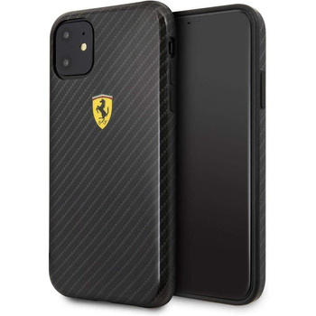 Coque rigide Ferrari On Truck Racing Shield - Coque iPhone 11 (Effet carbone/noir)