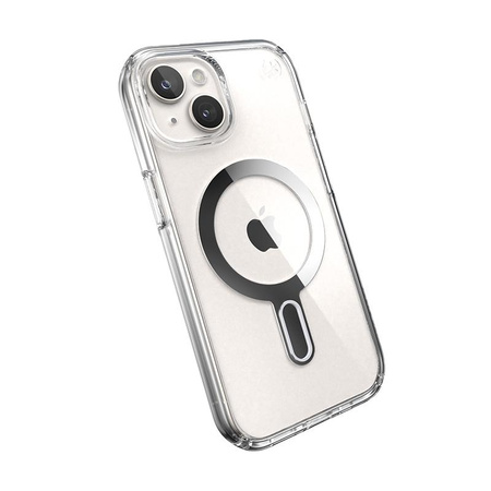Speck Presidio Perfect-Clear ClickLock & MagSafe - tok iPhone 16e / iPhone 15 / iPhone 14 / iPhone 13 készülékhez (átlátszó / króm bevonat / derűs ezüst)