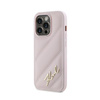 Karl Lagerfeld Diagonal Gesteppte Schrift - iPhone 14 Pro Max Tasche (rosa)