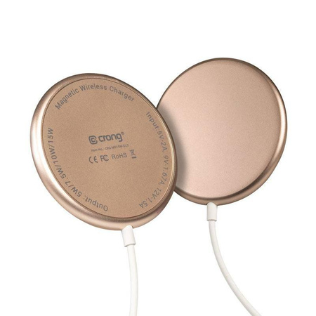 Crong MagSpot Wireless Charger - MagSafe 15W Aluminium induktives Ladegerät (Gold)